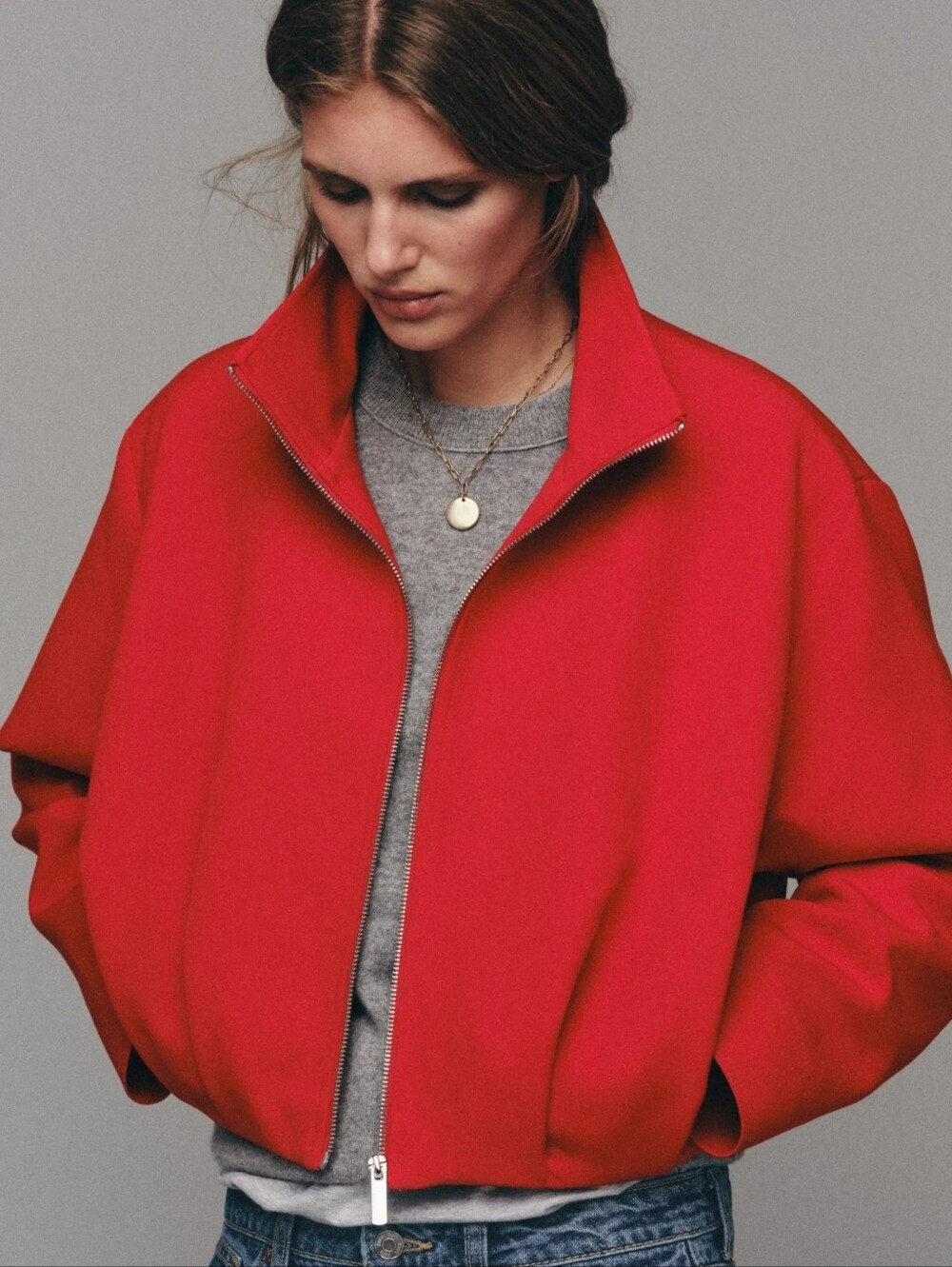 ZARA STAND-UP COLLAR BOMBER JACKET